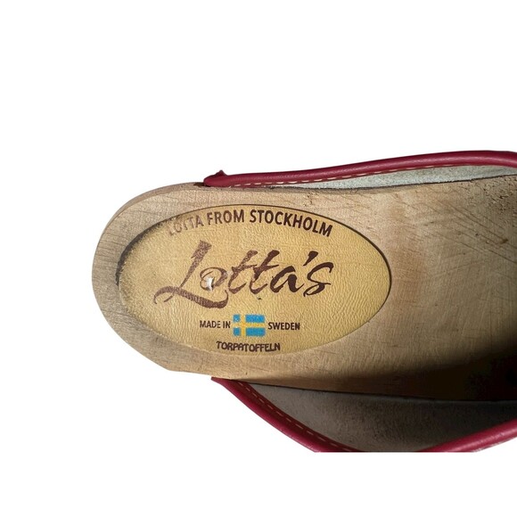 Lotta’s from Sweden Classic Retro Patent Leather Pink Clogs Size EU 37, US 6.5 - Picture 8 of 9